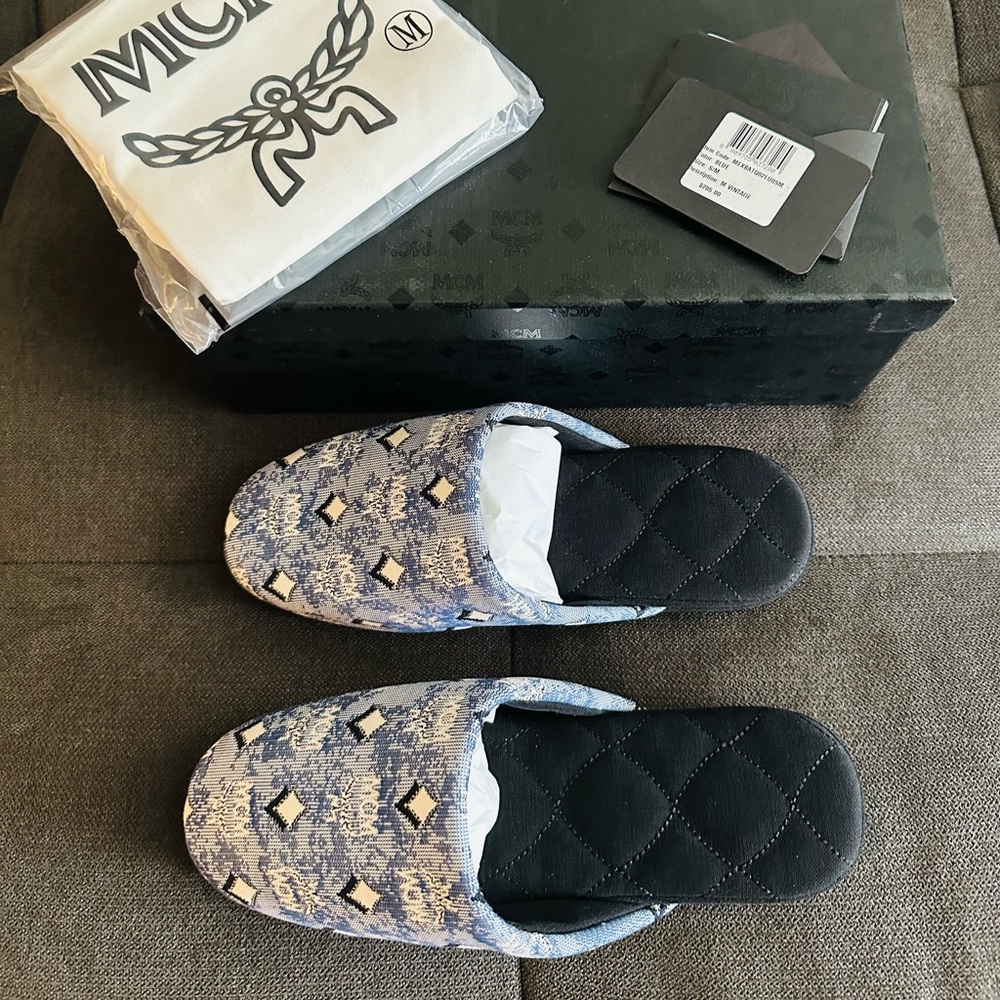 Brand New MCM Vintage Monogram Room Slippers Size Small/Medium $285 Retail